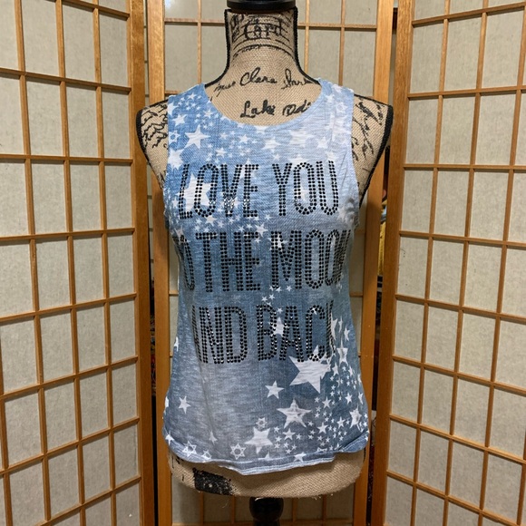 The Clas-sic Made in the USA “Love you to the moon and back” sleeveless top S - Picture 3 of 4